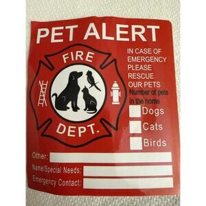SET OF 3 Pet Inside Alert Vinyl Sticker Alarm Safety Fire Rescue Personalized